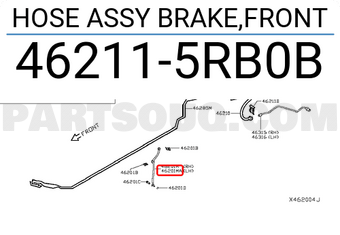 Nissan 462115RB0B HOSE ASSY BRAKE,FRONT