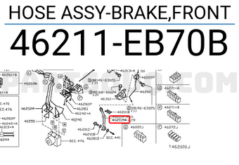 Nissan 46211EB70B HOSE ASSY-BRAKE,FRONT