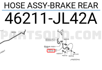 Nissan 46211JL42A HOSE ASSY-BRAKE REAR