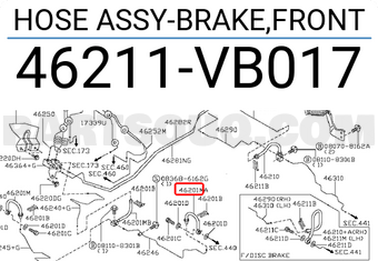 Nissan 46211VB017 HOSE ASSY-BRAKE,FRONT