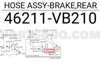 Nissan 46211VB210 HOSE ASSY-BRAKE,REAR