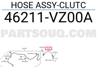 Nissan 46211VZ00A HOSE ASSY-CLUTC