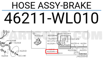 Nissan 46211WL010 HOSE ASSY-BRAKE