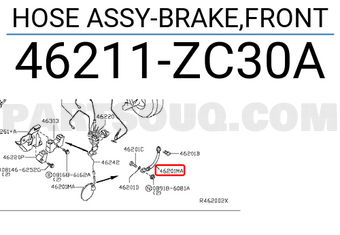 Nissan 46211ZC30A HOSE ASSY-BRAKE,FRONT