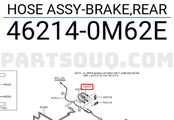 Nissan 462140M62E HOSE ASSY-BRAKE,REAR