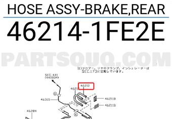 Nissan 462141FE2E HOSE ASSY-BRAKE,REAR