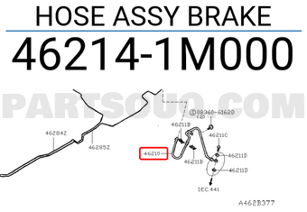 Nissan 462141M000 HOSE ASSY BRAKE