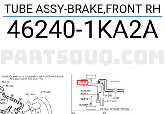Nissan 462401KA2A TUBE ASSY-BRAKE,FRONT RH