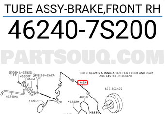 Nissan 462407S200 TUBE ASSY-BRAKE,FRONT RH