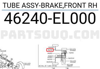 Nissan 46240EL000 TUBE ASSY-BRAKE,FRONT RH