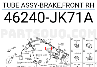 Nissan 46240JK71A TUBE ASSY-BRAKE,FRONT RH