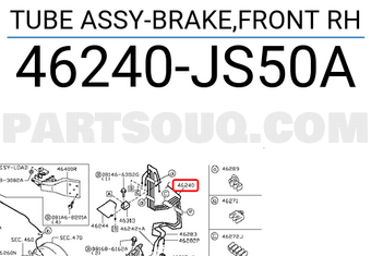 Nissan 46240JS50A TUBE ASSY-BRAKE,FRONT RH