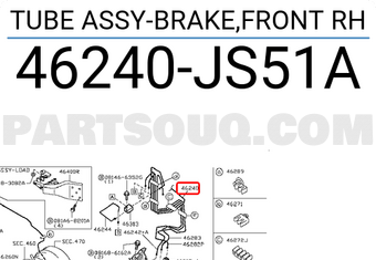 Nissan 46240JS51A TUBE ASSY-BRAKE,FRONT RH
