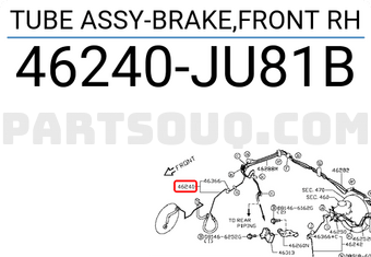 Nissan 46240JU81B TUBE ASSY-BRAKE,FRONT RH