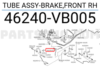 Nissan 46240VB005 TUBE ASSY-BRAKE,FRONT RH