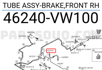 Nissan 46240VW100 TUBE ASSY-BRAKE,FRONT RH