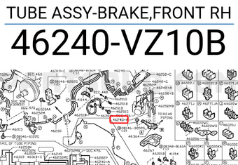 Nissan 46240VZ10B TUBE ASSY-BRAKE,FRONT RH