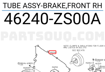 Nissan 46240ZS00A TUBE ASSY-BRAKE,FRONT RH