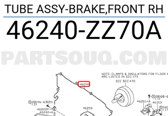Nissan 46240ZZ70A TUBE ASSY-BRAKE,FRONT RH