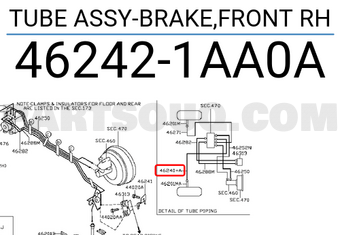 Nissan 462421AA0A TUBE ASSY-BRAKE,FRONT RH
