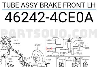 Nissan 462424CE0A TUBE ASSY BRAKE FRONT LH