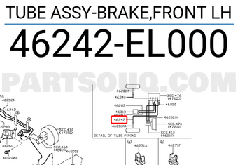 Nissan 46242EL000 TUBE ASSY-BRAKE,FRONT LH