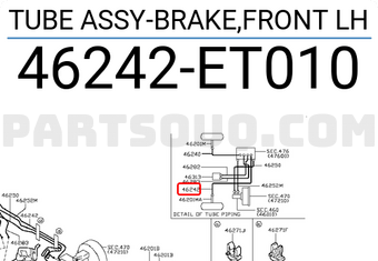 Nissan 46242ET010 TUBE ASSY-BRAKE,FRONT LH