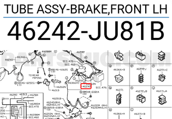 Nissan 46242JU81B TUBE ASSY-BRAKE,FRONT LH