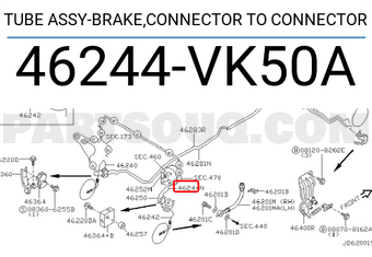 Nissan 46244VK50A TUBE ASSY-BRAKE,CONNECTOR TO CONNECTOR