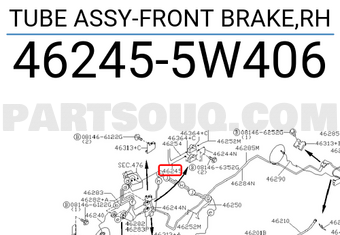 Nissan 462455W406 TUBE ASSY-FRONT BRAKE,RH