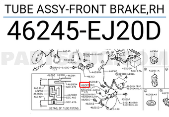Nissan 46245EJ20D TUBE ASSY-FRONT BRAKE,RH
