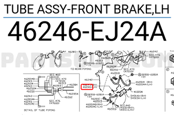 Nissan 46246EJ24A TUBE ASSY-FRONT BRAKE,LH