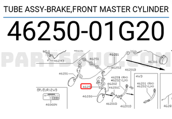 Nissan 4625001G20 TUBE ASSY-BRAKE,FRONT MASTER CYLINDER