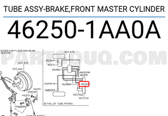 Nissan 462501AA0A TUBE ASSY-BRAKE,FRONT MASTER CYLINDER