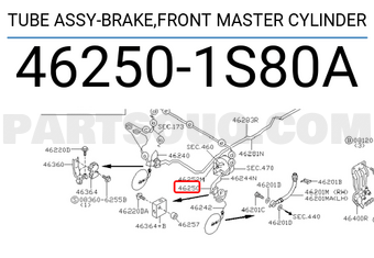 Nissan 462501S80A TUBE ASSY-BRAKE,FRONT MASTER CYLINDER