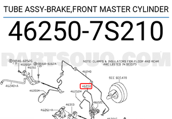 Nissan 462507S210 TUBE ASSY-BRAKE,FRONT MASTER CYLINDER