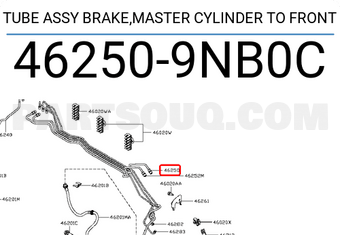 Nissan 462509NB0C TUBE ASSY BRAKE,MASTER CYLINDER TO FRONT
