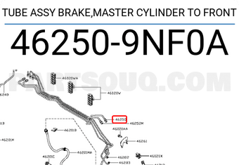 Nissan 462509NF0A TUBE ASSY BRAKE,MASTER CYLINDER TO FRONT