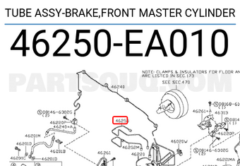 Nissan 46250EA010 TUBE ASSY-BRAKE,FRONT MASTER CYLINDER