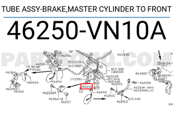 Nissan 46250VN10A TUBE ASSY-BRAKE,MASTER CYLINDER TO FRONT