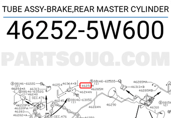 Nissan 462525W600 TUBE ASSY-BRAKE,REAR MASTER CYLINDER