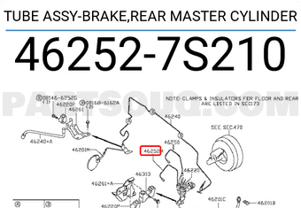Nissan 462527S210 TUBE ASSY-BRAKE,REAR MASTER CYLINDER