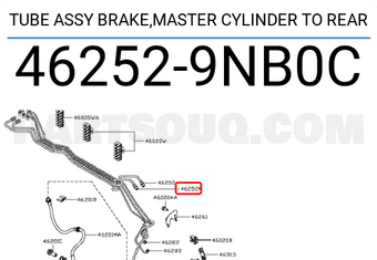 Nissan 462529NB0C TUBE ASSY BRAKE,MASTER CYLINDER TO REAR