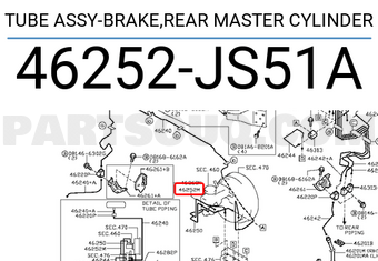 Nissan 46252JS51A TUBE ASSY-BRAKE,REAR MASTER CYLINDER