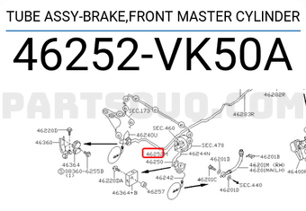 Nissan 46252VK50A TUBE ASSY-BRAKE,FRONT MASTER CYLINDER