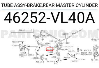 Nissan 46252VL40A TUBE ASSY-BRAKE,REAR MASTER CYLINDER