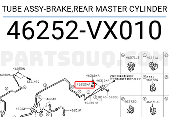 Nissan 46252VX010 TUBE ASSY-BRAKE,REAR MASTER CYLINDER