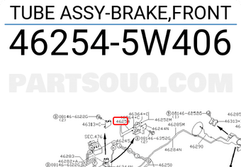 Nissan 462545W406 TUBE ASSY-BRAKE,FRONT