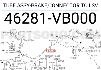 Nissan 46281VB000 TUBE ASSY-BRAKE,CONNECTOR TO LSV
