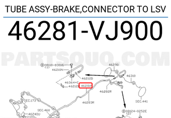 Nissan 46281VJ900 TUBE ASSY-BRAKE,CONNECTOR TO LSV